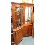 Two cabinets, comprising a mahogany corner cabinet and mahogany display cabinet. (2)