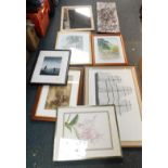 Pictures and prints, frames, unusual modern art raised nail picture, coastal and woodland prints, et