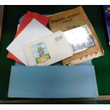 An amateur stamp album, loose first day covers, etc, all enclosed in one album.