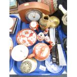 Oriental china and effects, hand fans, Imari, mantel clock, etc. (a quantity)