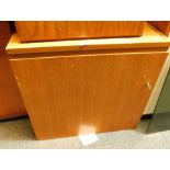 A teak office cabinet, with pen tray insert.