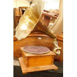A Lodphone gramophone with brass horn.