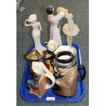 Character jugs, Royal Doulton Winston Churchill, unbranded character jugs, lady ornaments, etc. (1