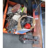 Hand tools, oil can, tool boxes, Wickes textured laminate flooring, etc. (a quantity)WARNING!