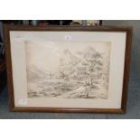 Roland S Fibz (18thC School). Italian scene, pencil and wash drawing, signed 50, 40cm x 56cm, framed