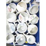 Semi porcelain and other feeding cups, to include floral decorated, transfer printed, etc. (1 tray)