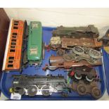 A group of tin plate clockwork model railway. (a quantity)