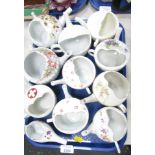 Semi porcelain and other feeding cups, to include floral decorated, transfer printed, etc. (1 tray)