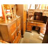 A bedroom suite, including two door wardrobe, television cabinet with two drawer chest, later matche