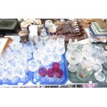 Crystal and other drinking glasses, wine glasses, beer steins, toast racks, chrome plated and others
