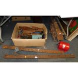 Two clamps, a Compton AC motor, wood planes, etc. (a quantity)