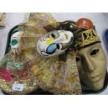 A group of face masks, wall masks, partially painted masks, etc. (1 tray)