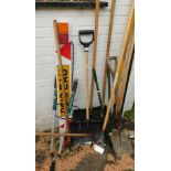 Tools, to include snow shovel, spades, shovels, rake, shearers, etc. (a quantity)