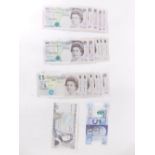 Various five pound notes, to include Duke of Wellington, Gill, SE90794111, George Stevenson, Elizabe