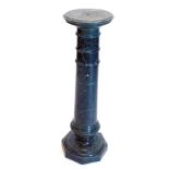 A Victorian green marble pedestal, of turned form, on an octagonal base, 103cm high.