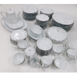 A Noritake Rowena pattern dinner service, to include lidded tureen, 27cm wide, meat plates, dinner p