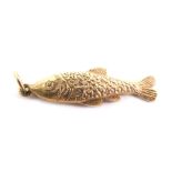 A 9ct gold fish charm, 3cm long, 3.2g.