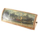A Venetian diorama formed as a gondola, on a twilight evening, in D shaped case, 46cm wide.