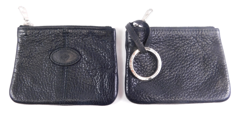 Two Mulberry black leather purses, 10cm wide. (2)