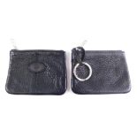 Two Mulberry black leather purses, 10cm wide. (2)