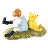 A Royal Doulton Winnie the Pooh collection Christopher Robin and Pooh figure, WP10, printed marks be