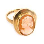 A 9ct gold cameo dress ring, size L, 3.9g all in.