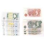 Various banknotes, Fforde, ten shillings, B20N, Fforde pound note, various Somerset pound notes AU19