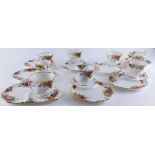 A Royal Albert Old Country Roses part tea service, to include cups and sandwich sets, each base 22cm