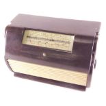A mid 20thC Bakelite Ekco type U76 radio receiver, in shaped case, 35cm wide.