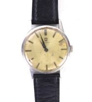 A vintage Omega gentleman's wristwatch, with 4cm dia. dial, baton numerals and associated textured s