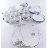 A Shelley 11720 pattern part tea service, decorated with flowers and fruit, to include, cups, saucer