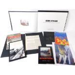 Various ephemera, Queen photographic print, Freddie Mercury and Brian May, books, steam related, The