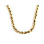 A 9ct gold rope twist necklace, 60cm long, 10.7g.