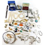 Various costume jewellery, to include Rotary and other wristwatches, faux pearls, necklaces, watch s