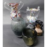 Two Fratelli Toso Murano vases, 22cm high, and three others.