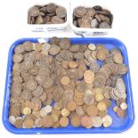 Various coins, GB low denomination, Victoria bun pennies, quantity of gaming tokens, Elizabeth II, o