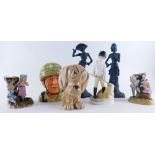 Various pottery and effects, Sylvac dog, bisque style Coalport Coutour collection figures, Georgette
