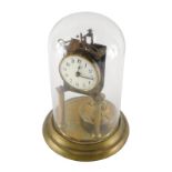 A 20thC anniversary clock, the 8cm diameter dial with Arabic numerals, surmounted by a pierced finia