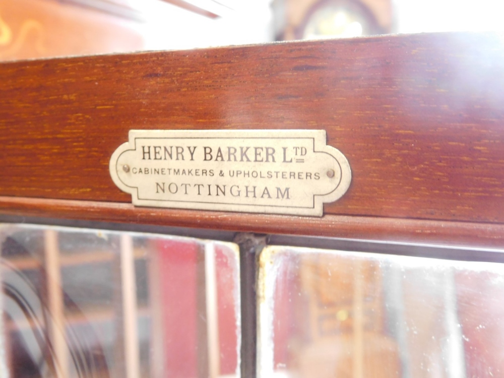 An Edwardian mahogany and marquetry display cabinet in the manner of Shapland & Petter, with a mould - Image 2 of 3