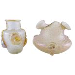 A Loetz Nautilus glass vase, and another Kralik Nautilus vase, 12cm high. (2)