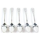 A set of five Victorian Scottish silver teaspoons, by William Marshall, chased old English pattern w