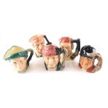 Five Royal Doulton character jugs, comprising Lumberjack, Blacksmith, Gone Away, Bootmaker and Auld
