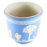 A Wedgwood light blue Jasperware jardiniere, decorated with classical figures, with an upper repeat
