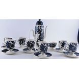 A Carltonware Oslo pattern coffee service, comprising coffee pot 34cm high, milk jug, sugar bowl, si