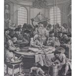 After Hogarth. The Reward of Cruelty, engraving, 35cm x 32cm, and 1872 print figure bowling (2).