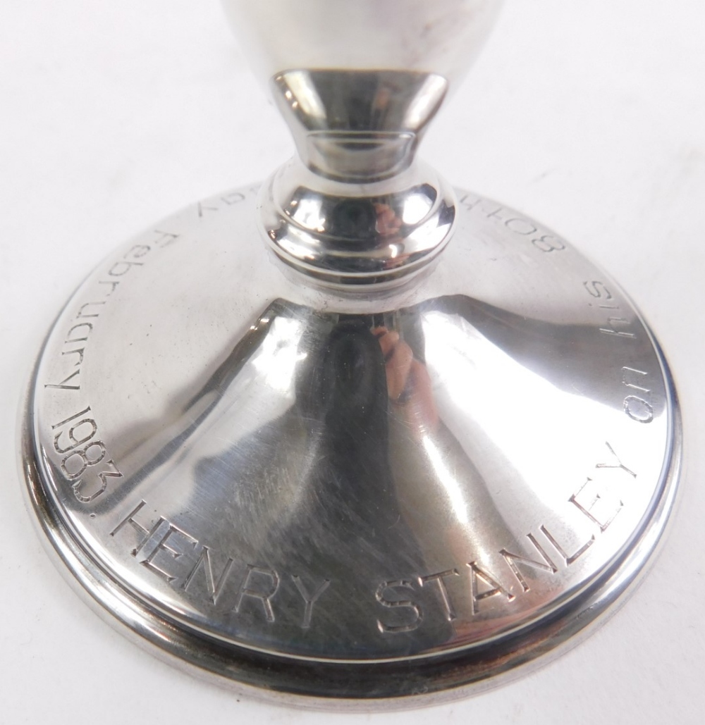 An Elizabeth II silver goblet, with a shaped bowl, baluster stem and circular foot, marked 1983 Henr - Image 2 of 3