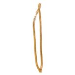 A fancy yellow metal S link necklace, marked 375, 42cm long, 12.6g.