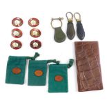 A leather crocodile skin finish telephone book, textured case, various Mulberry badges, 3cm high and