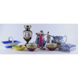 Various pottery and effects, a Royal Worcester figure The Parakeet, 20cm high, Continental porcelain