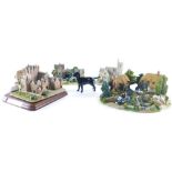 Various Lilliput Lane cottage groups, to include Full Steam Ahead, Glamis Castle on wooden stand, et